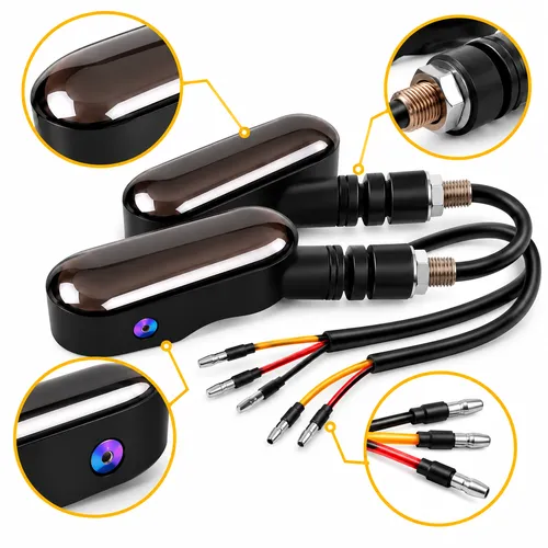 LAMPARA DIRECCIONAL OVALADA PARA MOTO TIPO GEL CON PROYECTOR Y 27 FUNCIONES AMBAR
