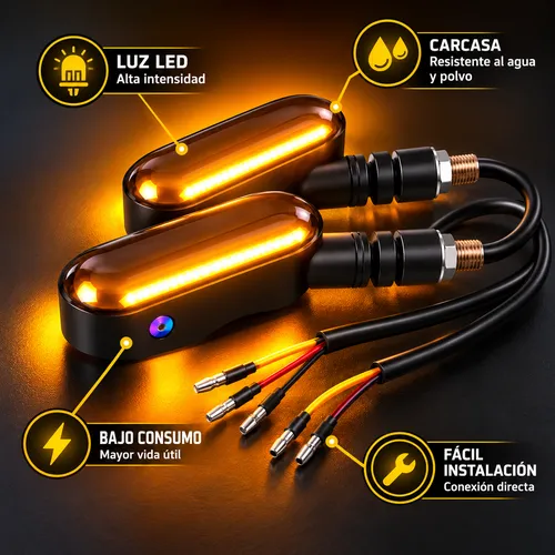 LAMPARA DIRECCIONAL OVALADA PARA MOTO TIPO GEL CON PROYECTOR Y 27 FUNCIONES AMBAR