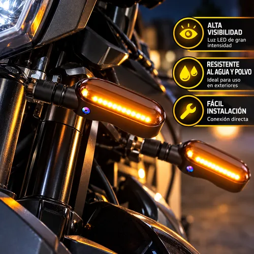 LAMPARA DIRECCIONAL OVALADA PARA MOTO TIPO GEL CON PROYECTOR Y 27 FUNCIONES AMBAR