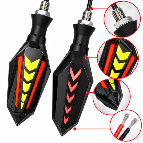 LAMPARA DIRRECCIONAL BICOLOR PARA MOTO C/24 LED FLECHAS TIPO GEL FLASH Y SECUENCIAL (PAR)