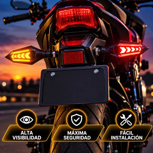 LAMPARA DIRRECCIONAL BICOLOR PARA MOTO C/24 LED FLECHAS TIPO GEL FLASH Y SECUENCIAL (PAR)