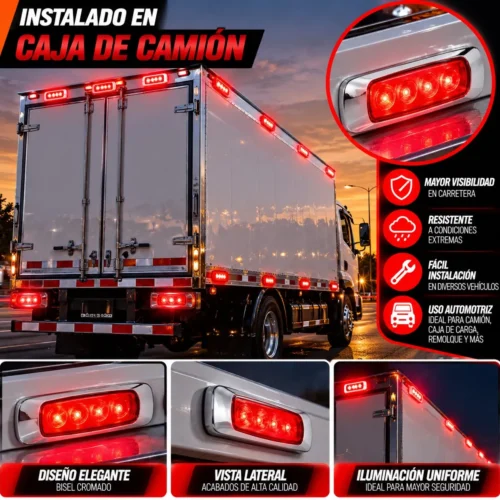 PLAFON RECTANGULAR CON 4 LEDS, BISEL CROMADO Y FUNCIÓN DE ESTROBO ROJO (PIEZA)
