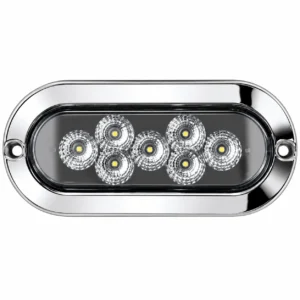 PLAFON OVALADO CON 7 LEDS, BISEL CROMADO, CON FUNCIÓN DE ESTROBO BLANCO