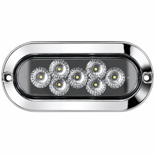 PLAFON OVALADO CON 7 LEDS, BISEL CROMADO, CON FUNCIÓN DE ESTROBO BLANCO