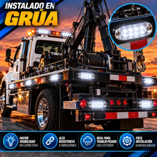 PLAFON OVALADO REDONDO 8 LEDS 12/24  BLANCO 11.2 x 4 cms (PAR)