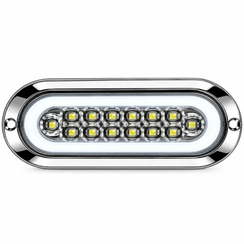 PLAFÓN OVALADO 14 LEDS C/ OJO DE ÁNGEL TIPO GEL BLANCO 16.5 X 6.5 CMS