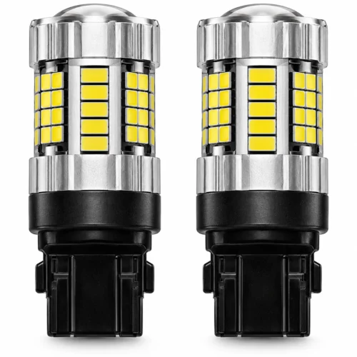 LED02:3157:AMB:STR FOCO DE LED 3157-40-3030 CON VENTILADOR CANBUS 12/24V LUZ FIJA Y ESTROBO AMBAR (PAR)