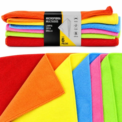 TRAPO DE MICROFIBRA 6 PIEZAS 30*30CM  COLORES SURTIDOS (6 Pzas)