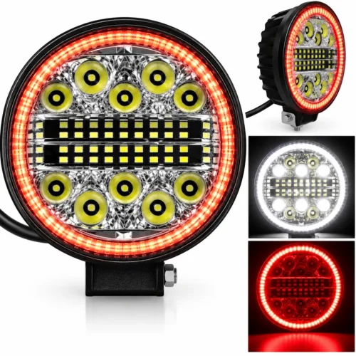 RENO125-R FARO DE LED DE ALTA INTENSIDAD LUZ FIJA Y ESTROBO BCO CON ARILLO COB ROJO (PAR)