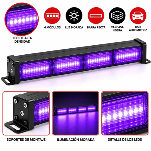 BARRA RECTA LED DE ALTA DENSIDAD / 4 MODULOS / MORADO