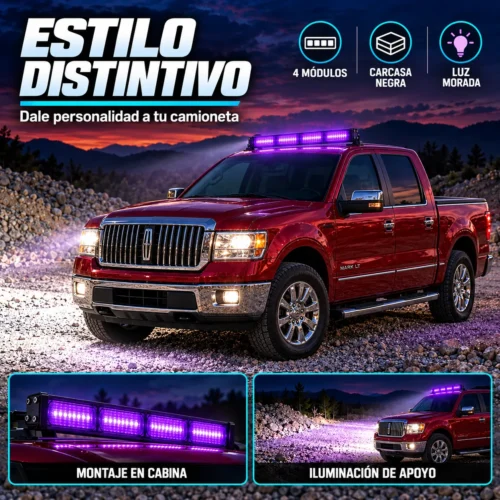 BARRA RECTA LED DE ALTA DENSIDAD / 4 MODULOS / MORADO