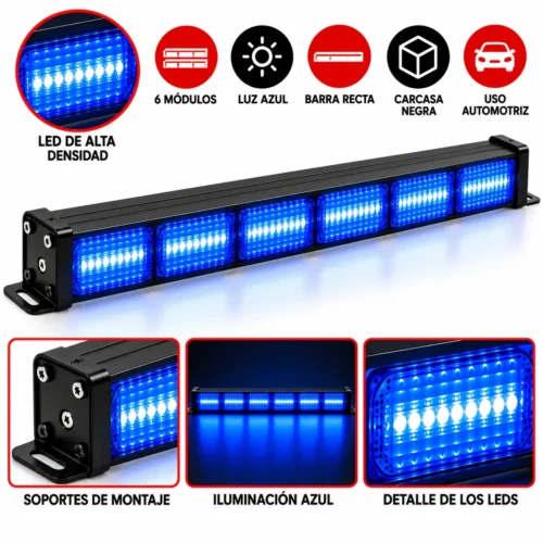 BARRA RECTA LED DE ALTA DENSIDAD / 6 MODULOS / AZUL