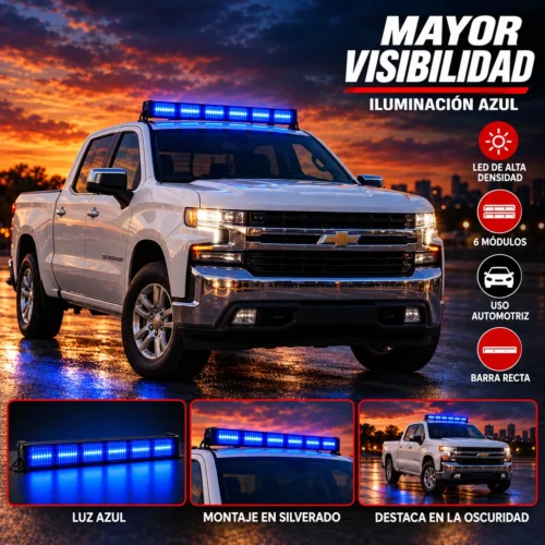 BARRA RECTA LED DE ALTA DENSIDAD / 6 MODULOS / AZUL