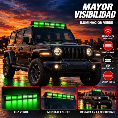 BARRA RECTA LED DE ALTA DENSIDAD / 6 MODULOS / VERDE
