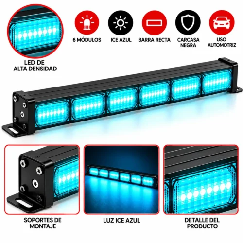 BARRA RECTA LED DE ALTA DENSIDAD / 6 MODULOS / ICE AZUL