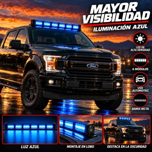 BARRA RECTA LED DE ALTA DENSIDAD / 6 MODULOS / ICE AZUL