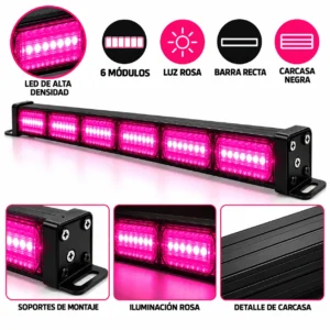 BARRA RECTA LED DE ALTA DENSIDAD / 6 MODULOS / ROSA
