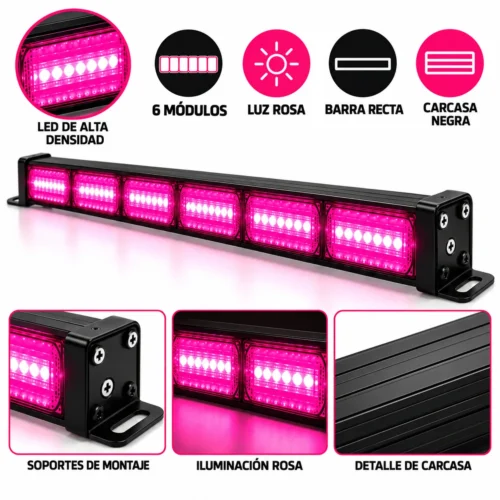 BARRA RECTA LED DE ALTA DENSIDAD / 6 MODULOS / ROSA