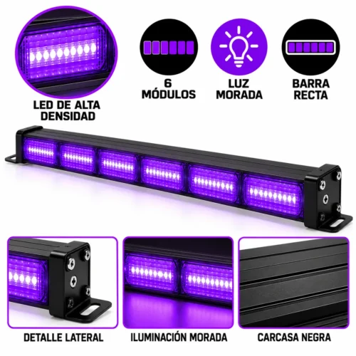 BARRA RECTA LED DE ALTA DENSIDAD / 6 MODULOS / MORADO