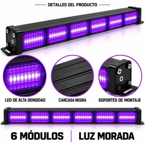 BARRA RECTA LED DE ALTA DENSIDAD / 6 MODULOS / MORADO
