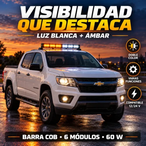 BARRA COB VARIAS FUNCIONES 6 MODULOS 60W 12/24V BCO/AMBAR