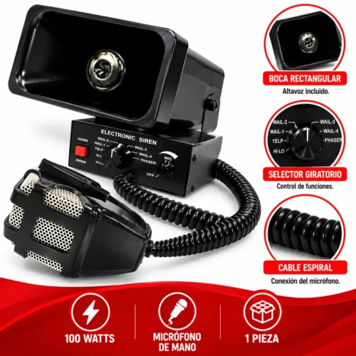 SIRENA PROFESIONAL C/ALTAVOZ 100 WATTS. (PIEZA)