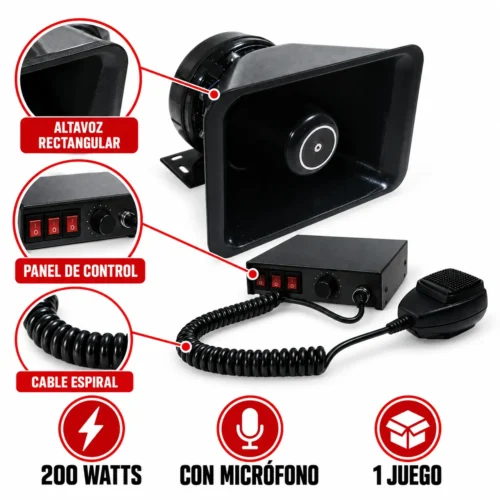 SIRENA PROFESIONAL C/ALTAVOZ 200 WATTS. (JUEGO)
