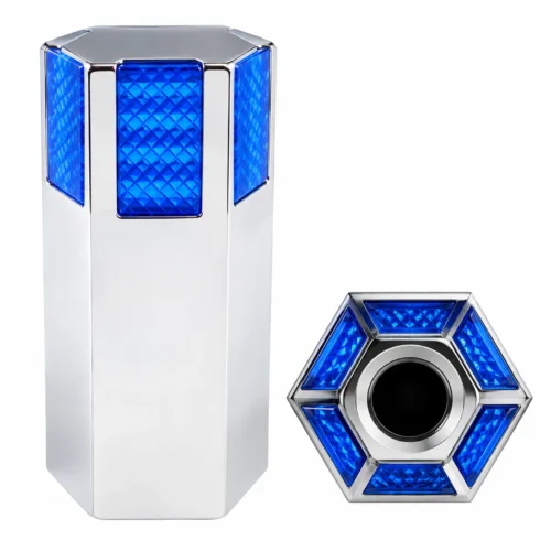 CUBRE TUERCAS PLASTICO CON ROSCA 12 CM ALTO  33MM Y REFLEJANTE AZUL (PZA)