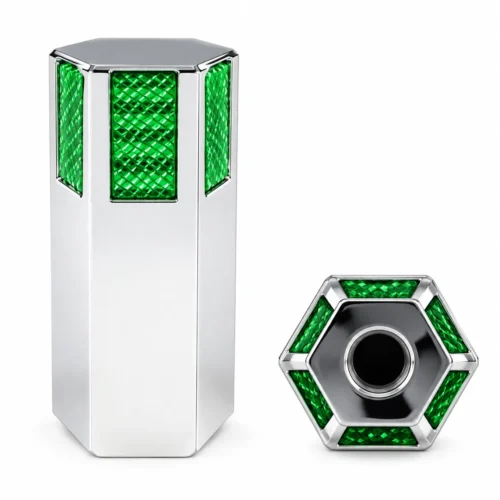 CUBRE TUERCAS PLASTICO CON ROSCA 12 CM ALTO  33MM Y REFLEJANTE VERDE (PZA)