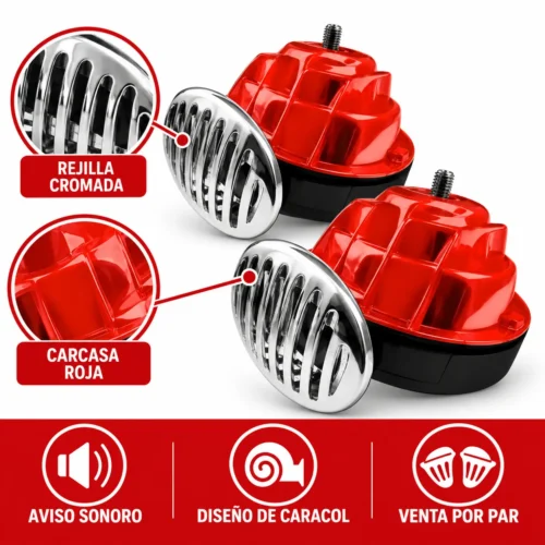 BOCINA DE CARACOL ROJA (PAR)
