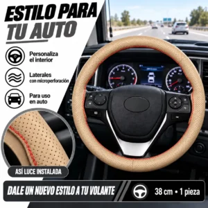 FUNDA DE VOLANTE 100% PIEL PARA COSER AUTO 38CM CAMEL