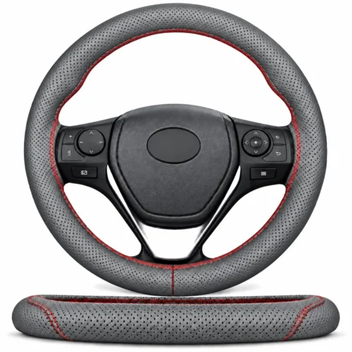 FUNDA DE VOLANTE 100% PIEL PARA COSER AUTO 38CM GRIS