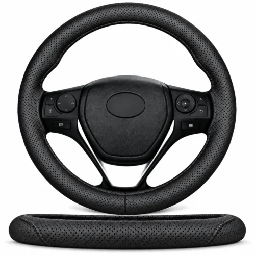 FUNDA DE VOLANTE 100% PIEL PARA COSER CAMIÓN 45CM(18") NEGRO