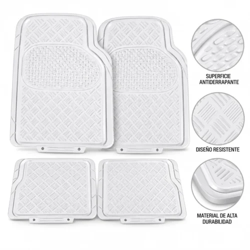 TAPETE DE VINIL ANTIDERRAPANTE 4 PIEZAS 3.2KG CLARO