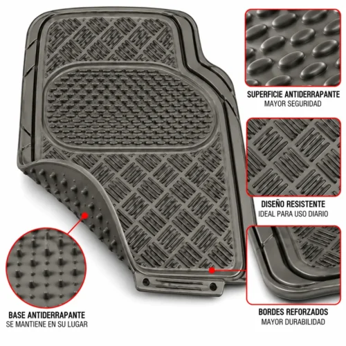 TAPETE DE VINIL ANTIDERRAPANTE 4 PIEZAS 3.2KG HUMO