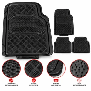 TAPETE DE VINIL ANTIDERRAPANTE 4 PIEZAS 3.2KG NEGRO