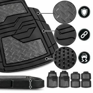 TAPETE GRUESO 4 PZAS, NEGRO / CARBÓN (JUEGO)