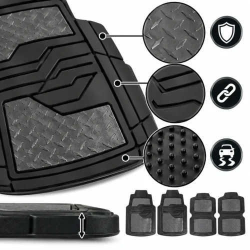 TAPETE GRUESO 4 PZAS, NEGRO / CARBÓN (JUEGO)