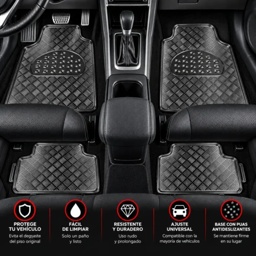 TAPETE CROMADO ECONOMICO 4 PZAS CARBON (JUEGO)
