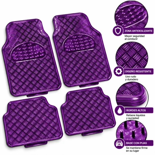 TAPETE CROMADO ECONOMICO 4 PZAS MORADO 3KG