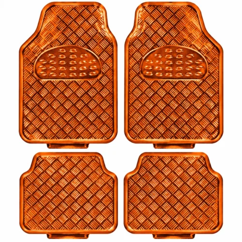 TAPETE CROMADO ECONOMICO 4 PZAS NARANJA (JUEGO)