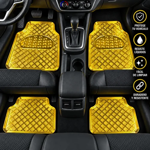TAPETE CROMADO ECONOMICO 4 PZAS AMARILLO (JUEGO)