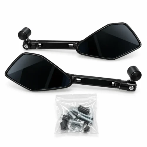 ESPEJO RETROVISOR CNC AMPLIADO TIPO PENTÁGONO PARA MOTOCICLETA COLOR NEGRO