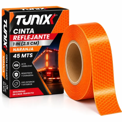 CINTA REFLEJANTE 1IN NARANJA 45MTS