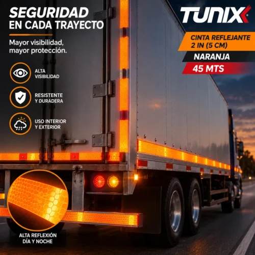 CINTA REFLEJANTE 2IN NARANJA 45MTS