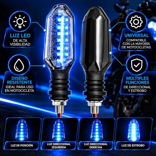 LUZ LED DIRECCIONAL UNIVERSAL PARA MOTOCICLETA AZUL