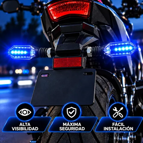 LUZ LED DIRECCIONAL UNIVERSAL PARA MOTOCICLETA AZUL