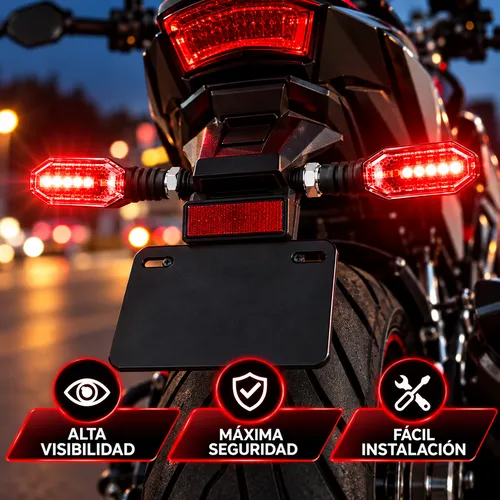 LUZ LED DIRECCIONAL UNIVERSAL PARA MOTOCICLETA ROJO