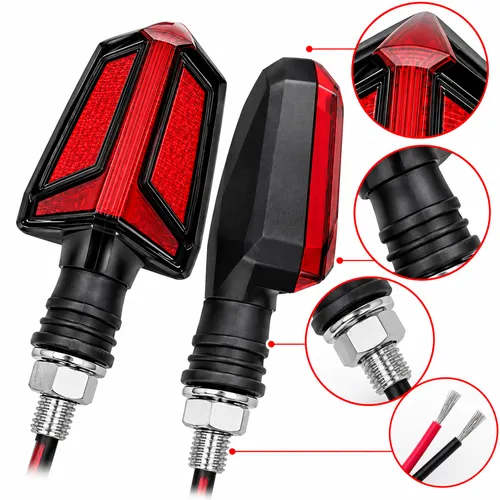 LUZ LED DIRECCIONAL UNIVERSAL PARA MOTOCICLETA ROJO
