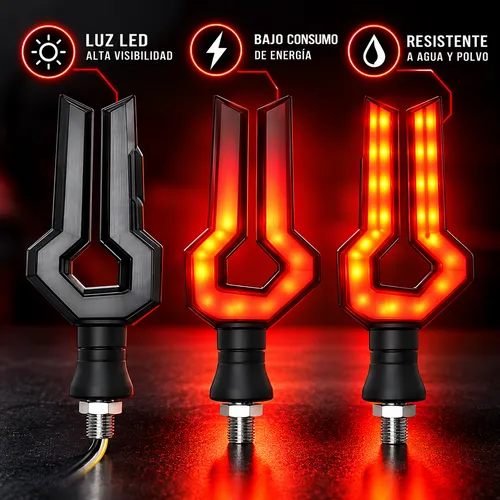 LUZ LED DIRECCIONAL UNIVERSAL PARA MOTOCICLETA ROJO (PAR)